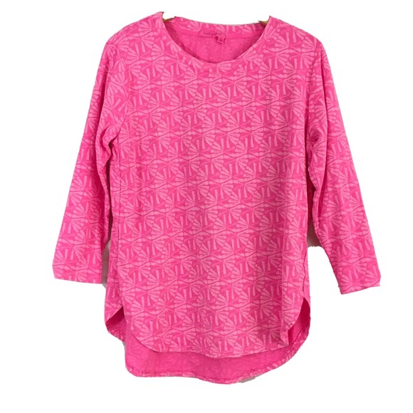 fresh produce Tops - Fresh Produce Tunic Top Size M Scoop Neck 3/4 Sleeve 100% Cotton Hot Pink
